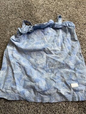 7 For All Mankind Pale Blue Leaf-Print Tank Top